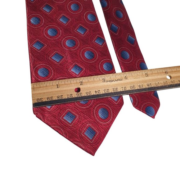 Stafford Red Blue Necktie Men Geometric Silk Power Long Tie Office Core Dad Gift - Picture 3 of 5